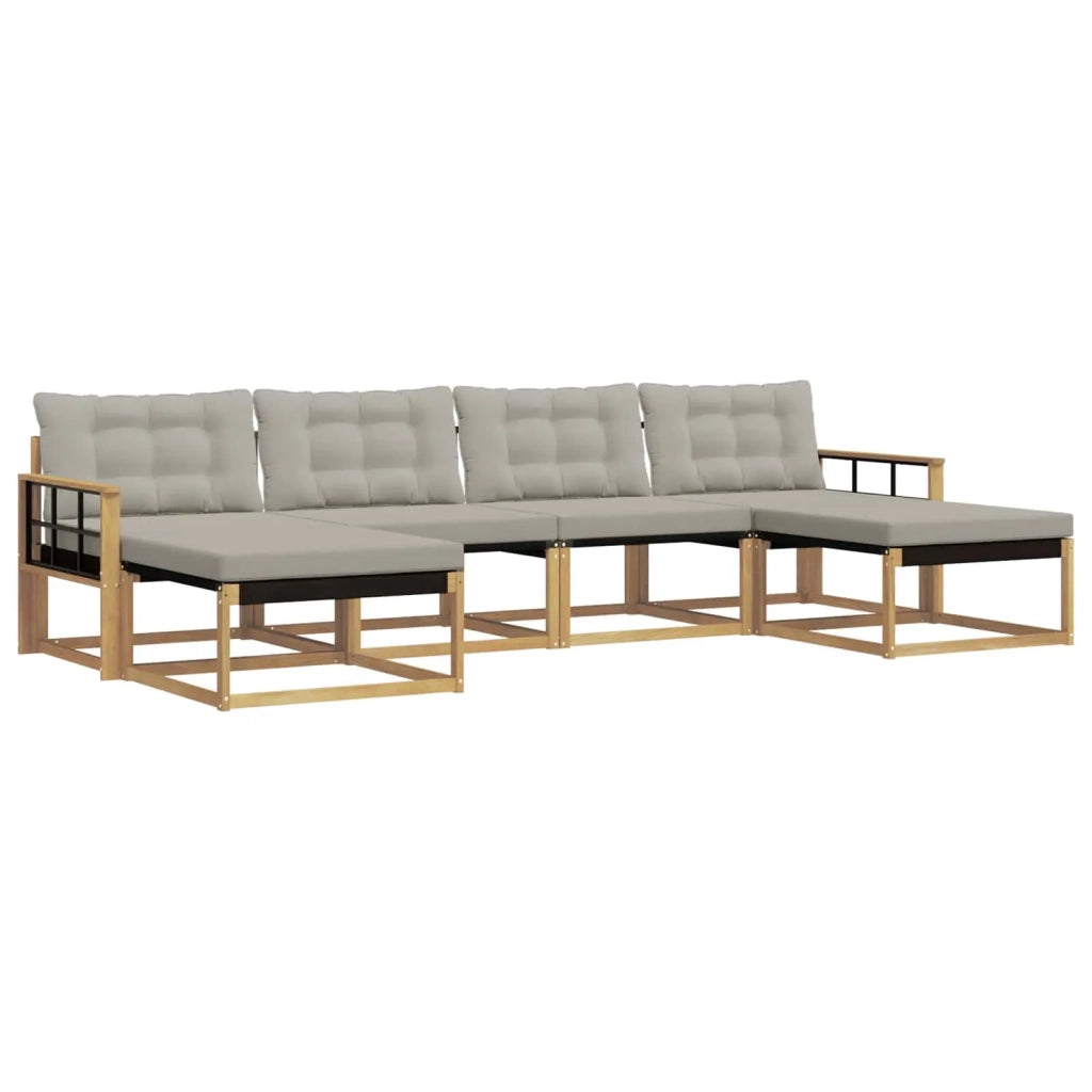 Set di divani da esterno 6 pz Bianco e Grigio Chiaro 3388953