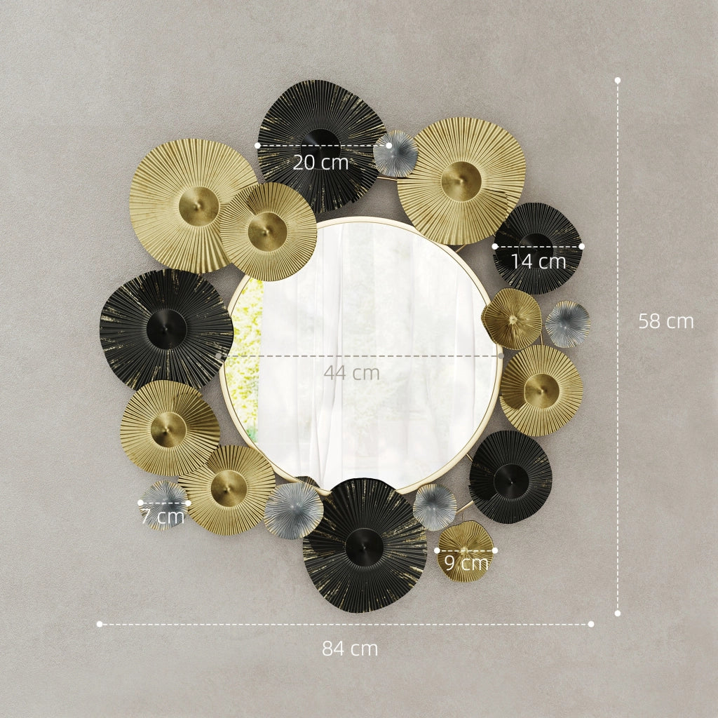 Specchio da Parete con Ganci ¨C Minimal ¨C Nero Dorato 84x84 cm