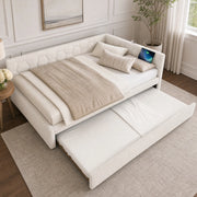 Letto daybed 140x200 cm con letto estraibile, USB, Type-C e luce integrata