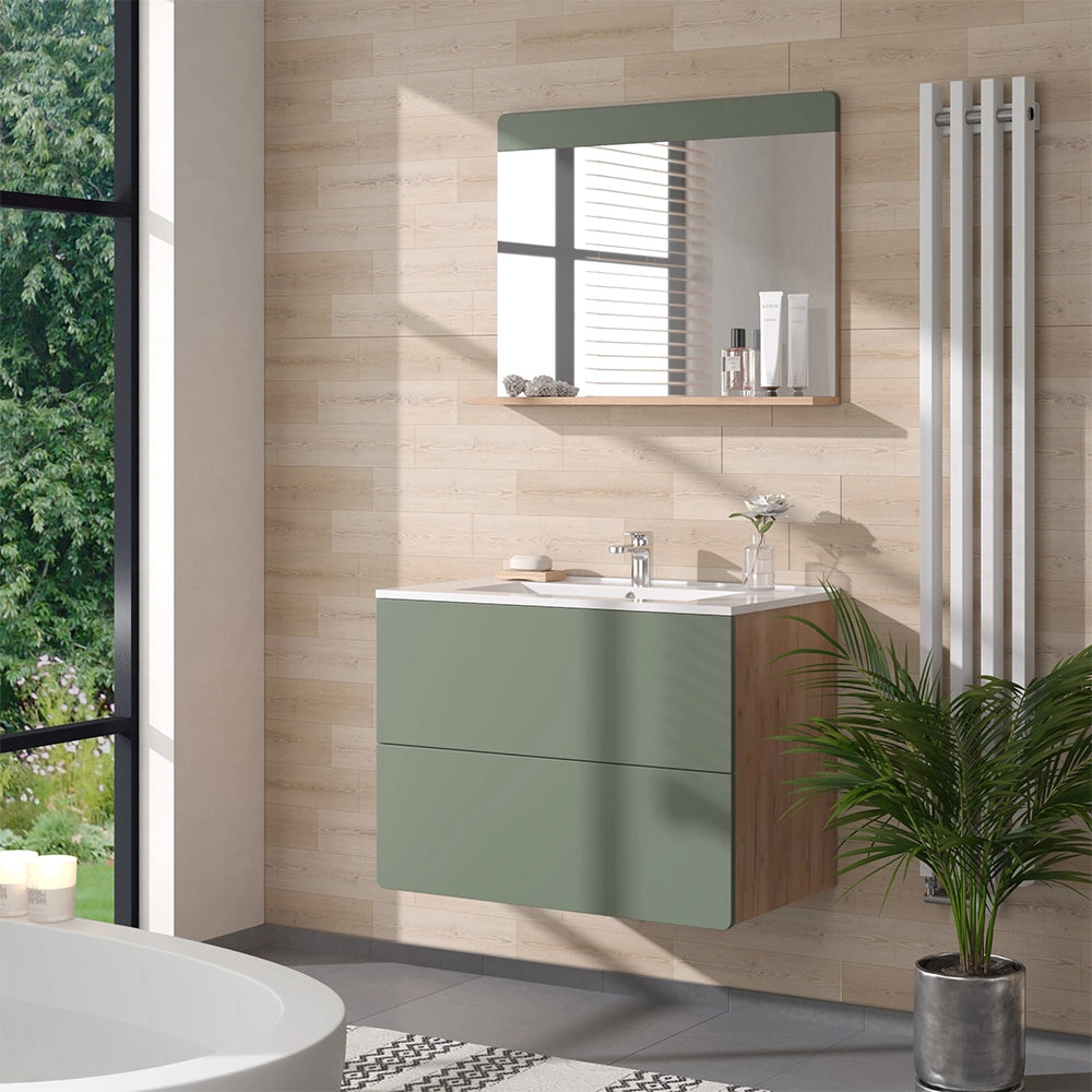 Vicco Set di mobili da bagno Goldkraft rovere/verde 2 pezzi