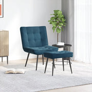 Poltrona Relax con Poggiapiedi Blu in Velluto 4012336