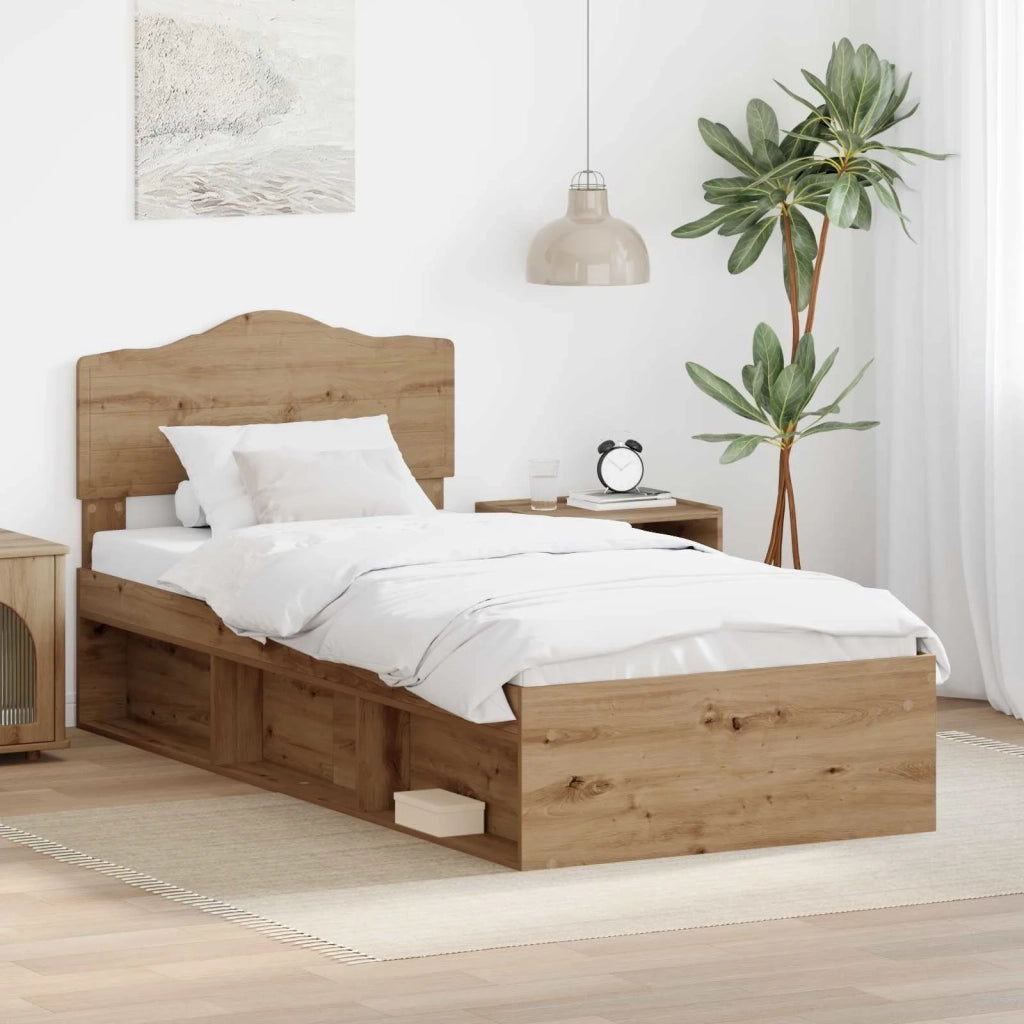 Letto singolo | Letto per adulti | Struttura del letto con testiera Rovere Artigianale 90 x 190 cm