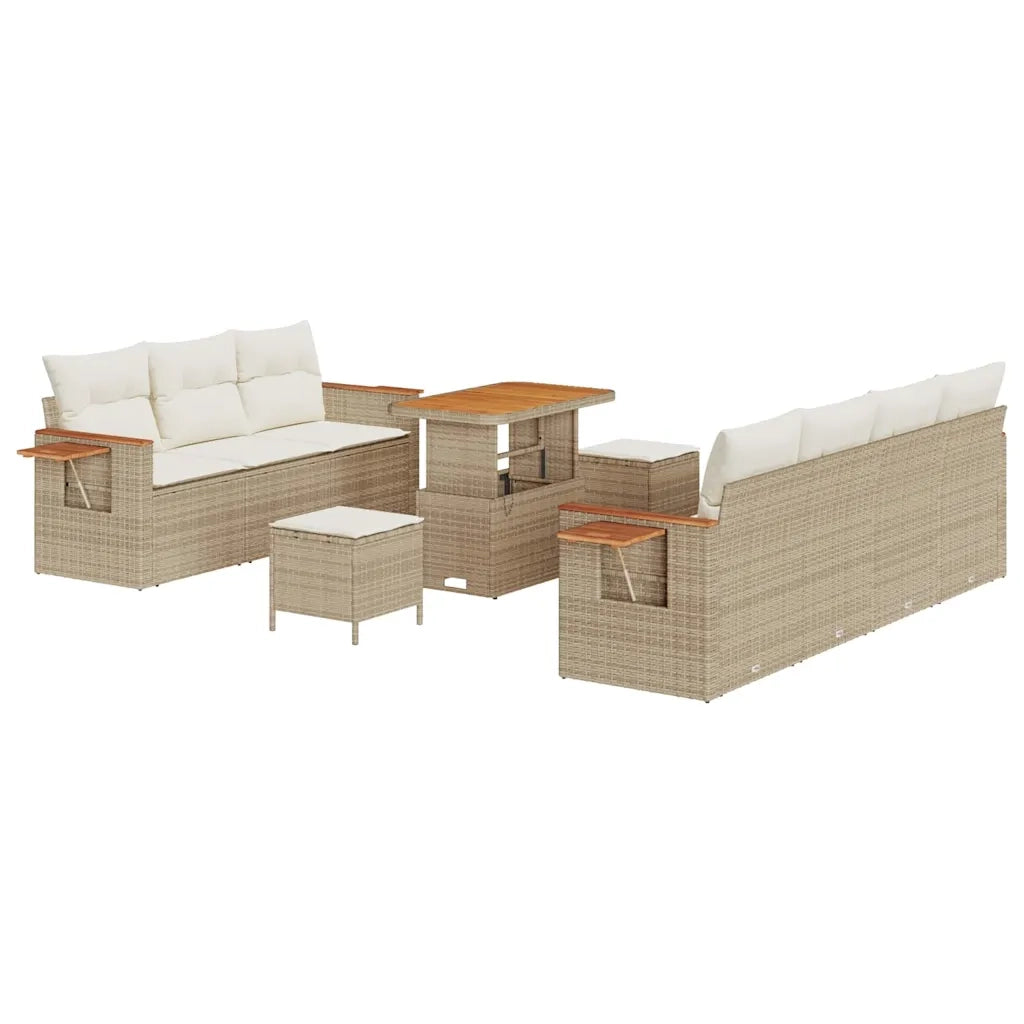 Set Divano da Giardino con cuscino 10 pcs Beige e Crema 3363141