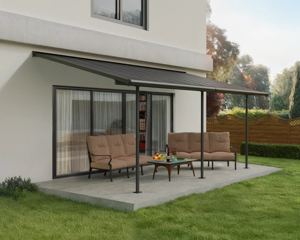 Pergola Addossata in Alluminio Capri 3X6.2 m Grigio