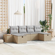 Set Divano da Giardino con cuscino 6 pcs Beige polyrattan