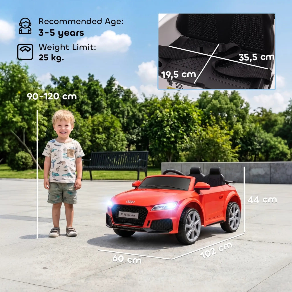 Macchina Elettrica per Bambini Licenza Audi TT con Telecomando e Fari LED Rosso