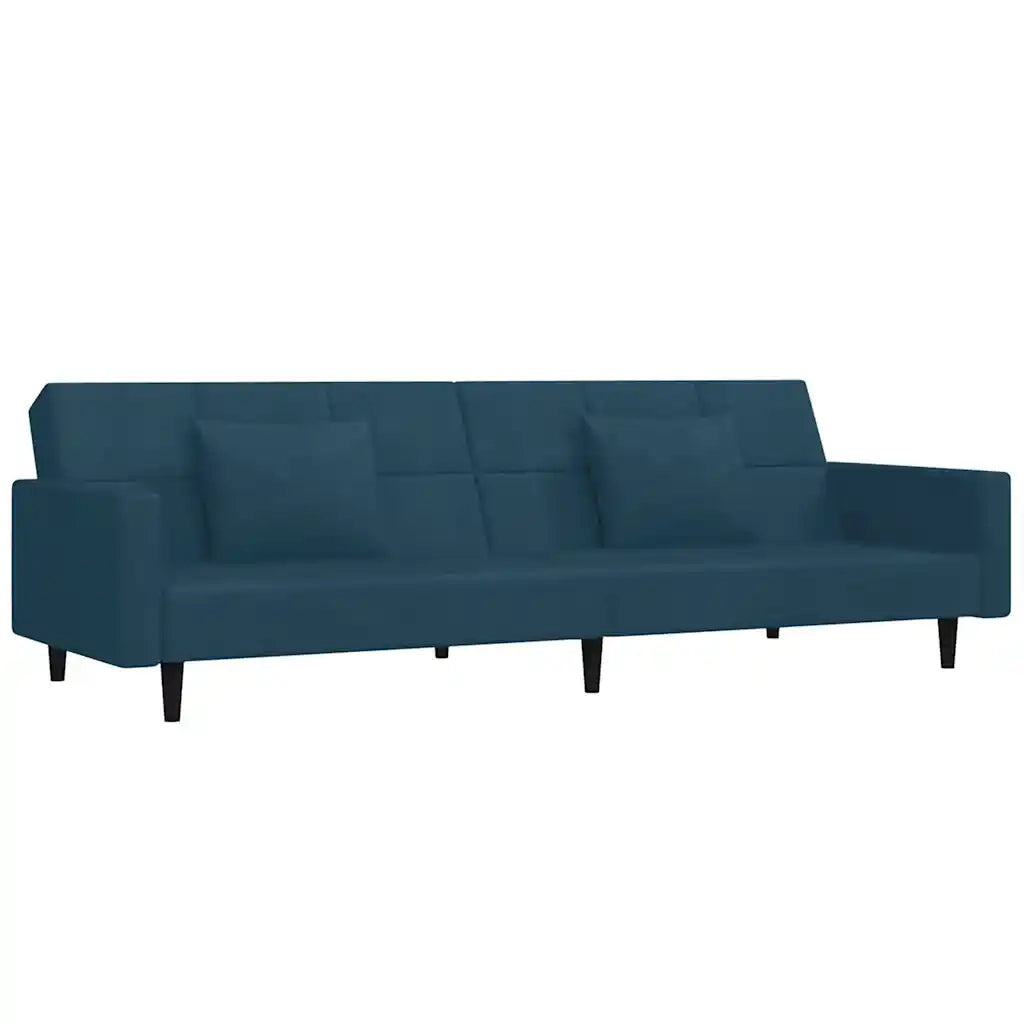 Divano Letto a 2 Posti con 2 Cuscini-Sofa Letto 2 Posti-Daybed Blu in Velluto 848093