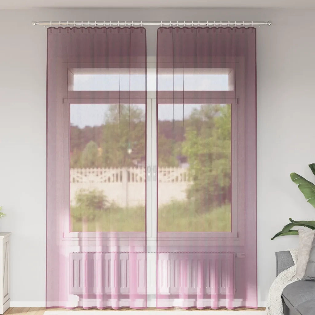 Tende in Voile con Tasche per Aste 2 pz Viola