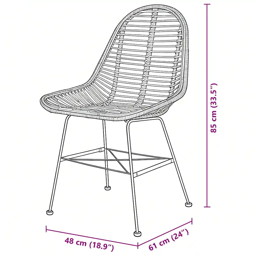Sedie da Pranzo 2 pz in Rattan Naturale 244569