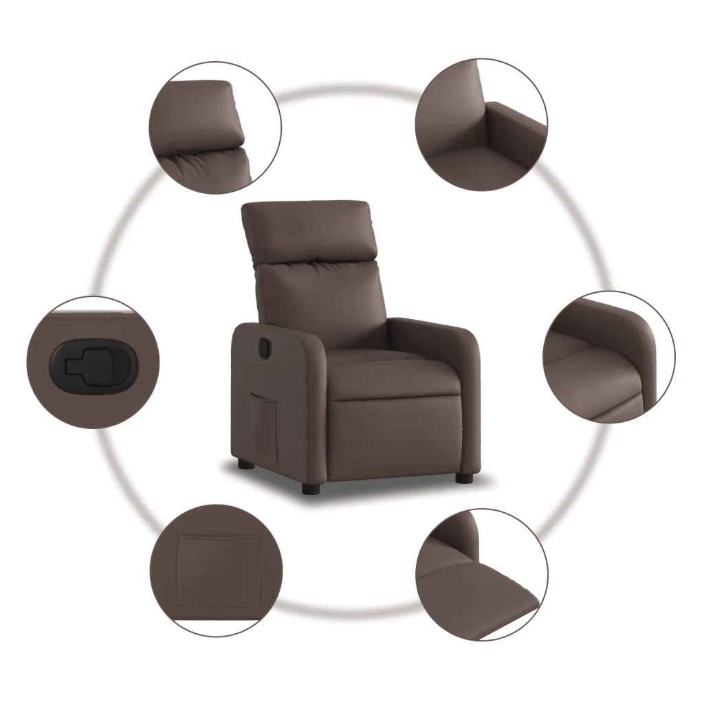 Poltrona | Sedia Relax Reclinabile Marrone in Similpelle