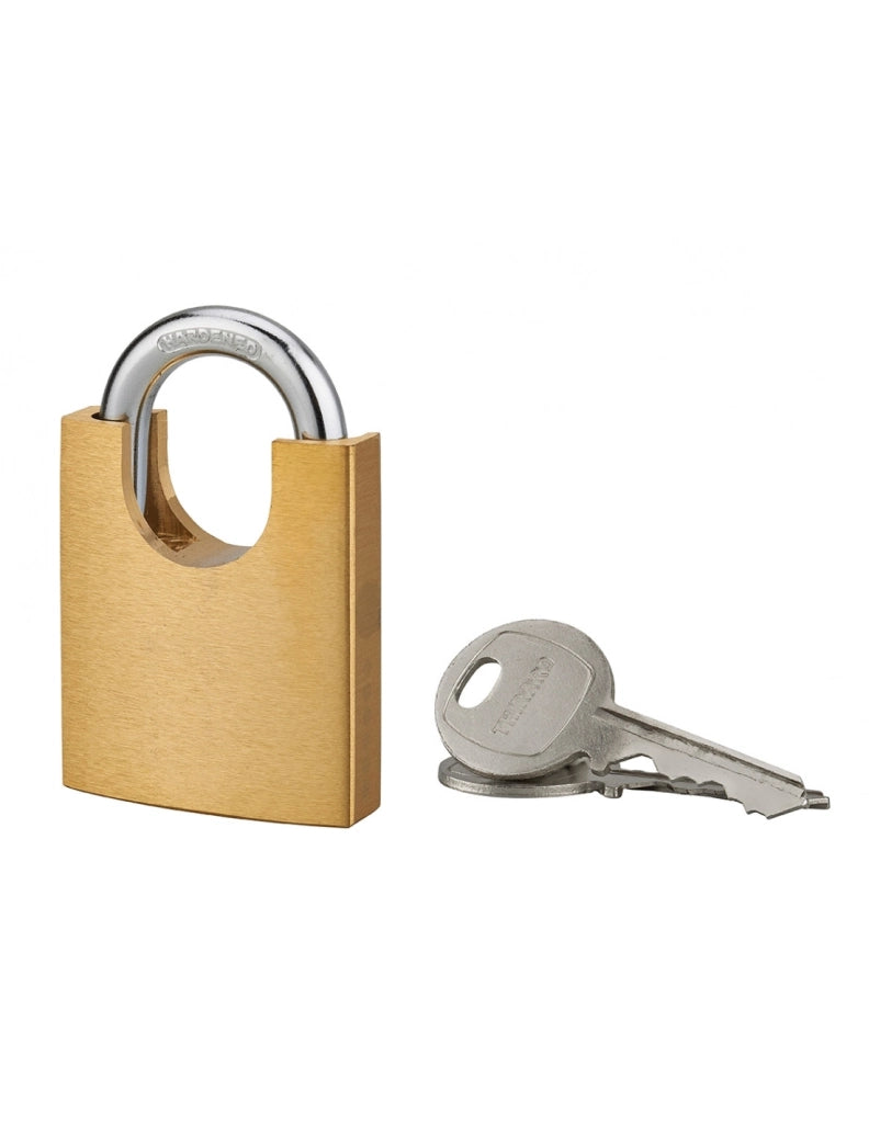 Lucchetto SHOULDER 50 mm in ottone massiccio, arco protetto alto, 2 chiavi – THIRARD