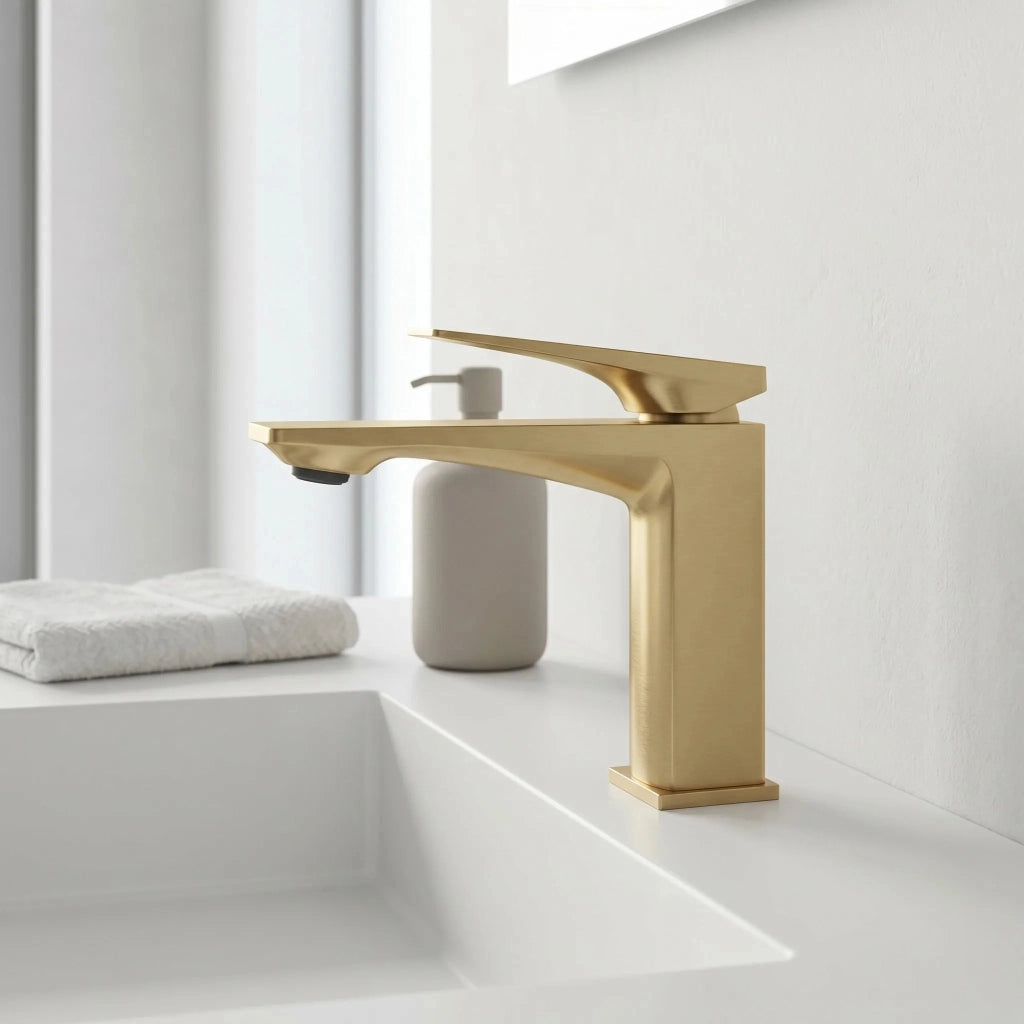 Rubinetto Da Lavabo Premium Rea Prime Brush Gold Low