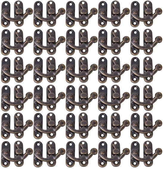 Chiusura a Sbarra 30 Pezzi - Stile Antico - Cassetto per Gioielli - Cassetto - Cassetto per Attrezzi - Robusto e Duraturo - 3,2 x 2,8 cm - Chiusura a Sbarra