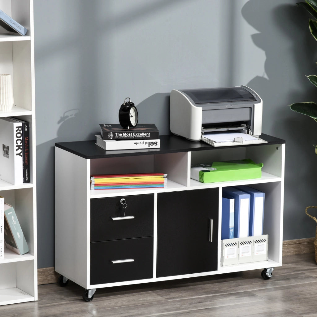 Scrivania con cassetti e scaffali ¨C Minimal ¨C Nero e Bianco 100x35x65 cm