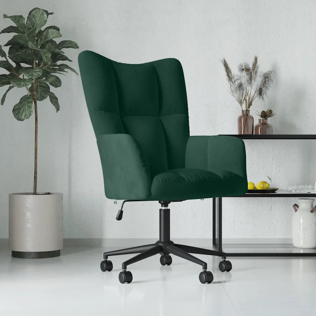 Sedia Relax Verde Scuro in Velluto 328174