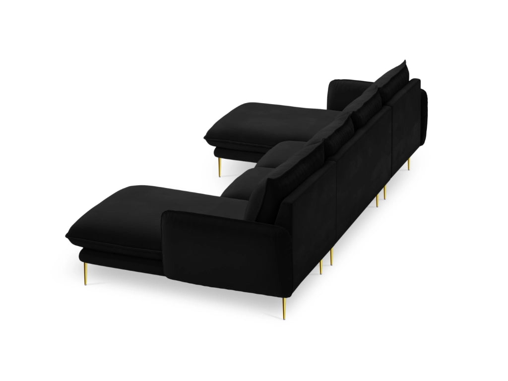 Cosmopolitan Design - Divano panoramico "Vienna" 6 posti in velluto nero 