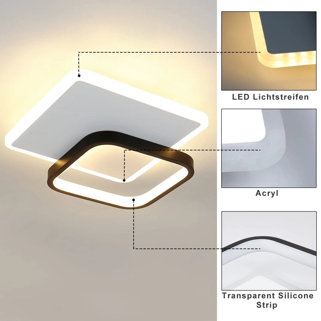 ZMH Lampada da soffitto LED design moderno bianco nero acrilico per soggiorno