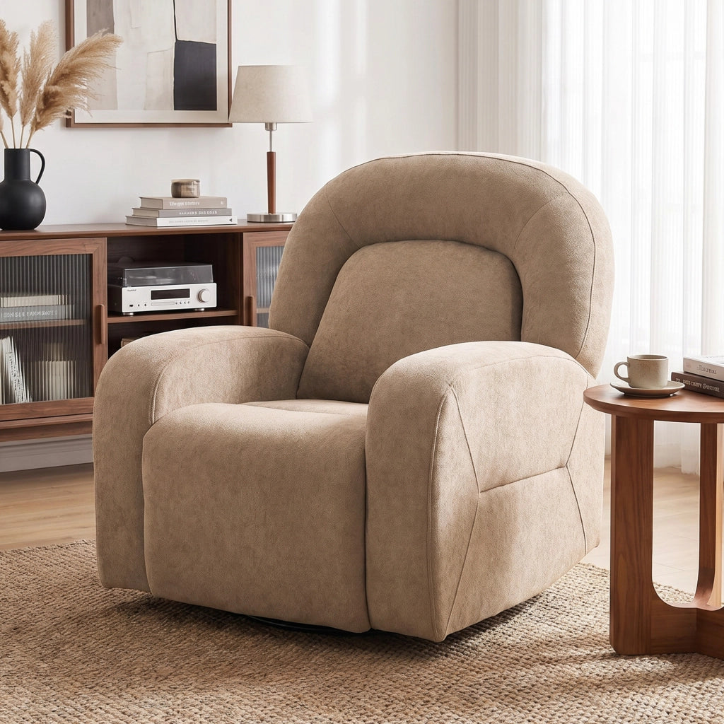 Poltrona girevole relax ¨C Xylo ¨C Tessuto velluto khaki