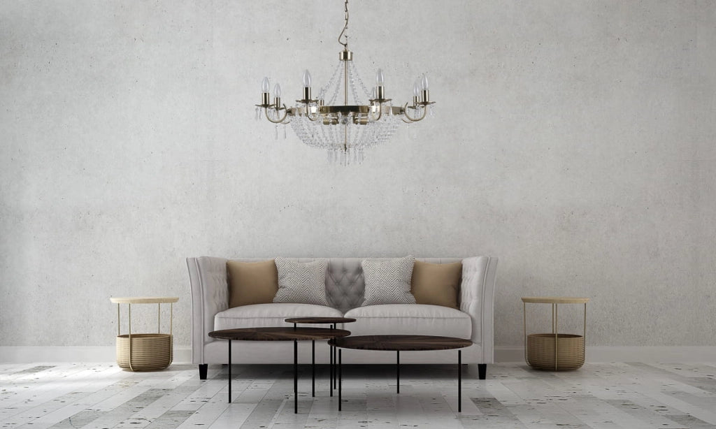 Lampadario Italux Cortina Ø75cm ottone 12 luci E14