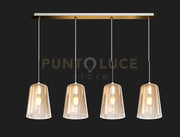 SOSPENSIONE OTTONE SAT. RETTANGOLARE 4 LUCI AMBRA 1164OS-S4 R-AM