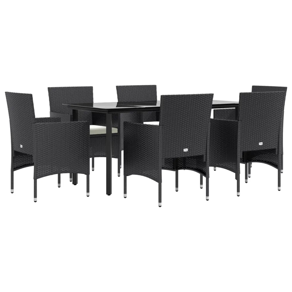 Set da Pranzo da Giardino 7 pz con Cuscini Nero 3156601