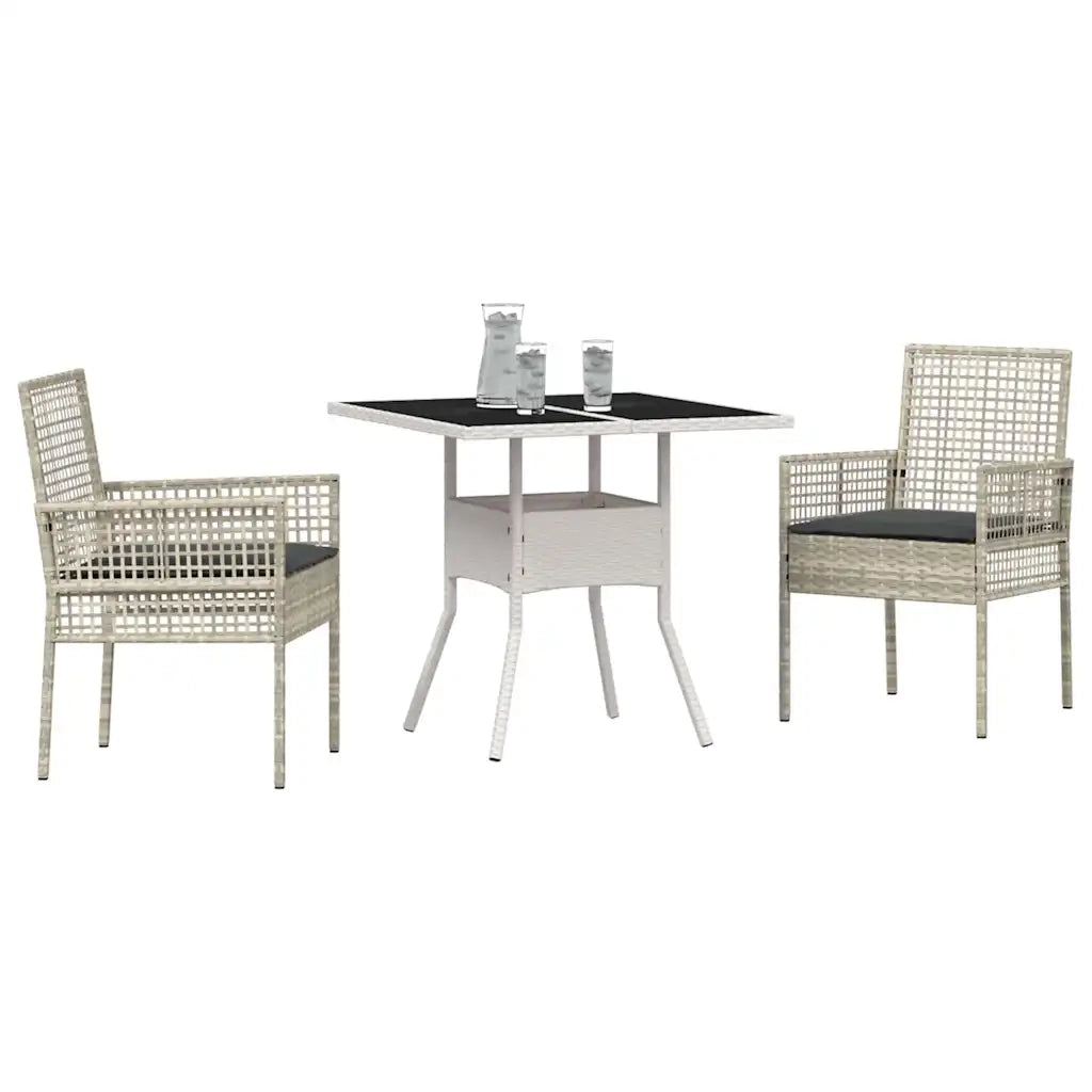 Set da Pranzo per Giardino 3 pcs Grigio chiaro polyrattan 3334933