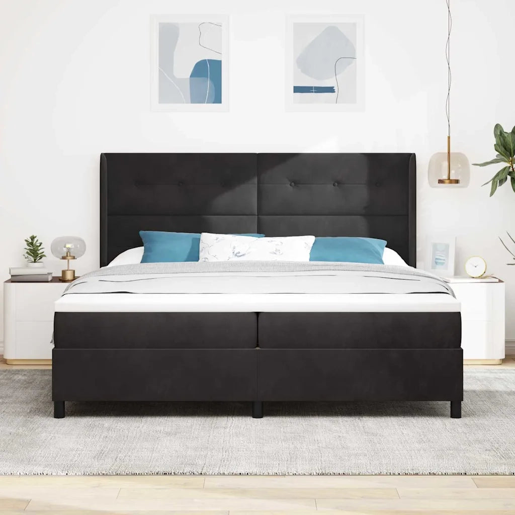 Letto a molle con strisce LED Nero 200 x 200 cm Velluto 3343888