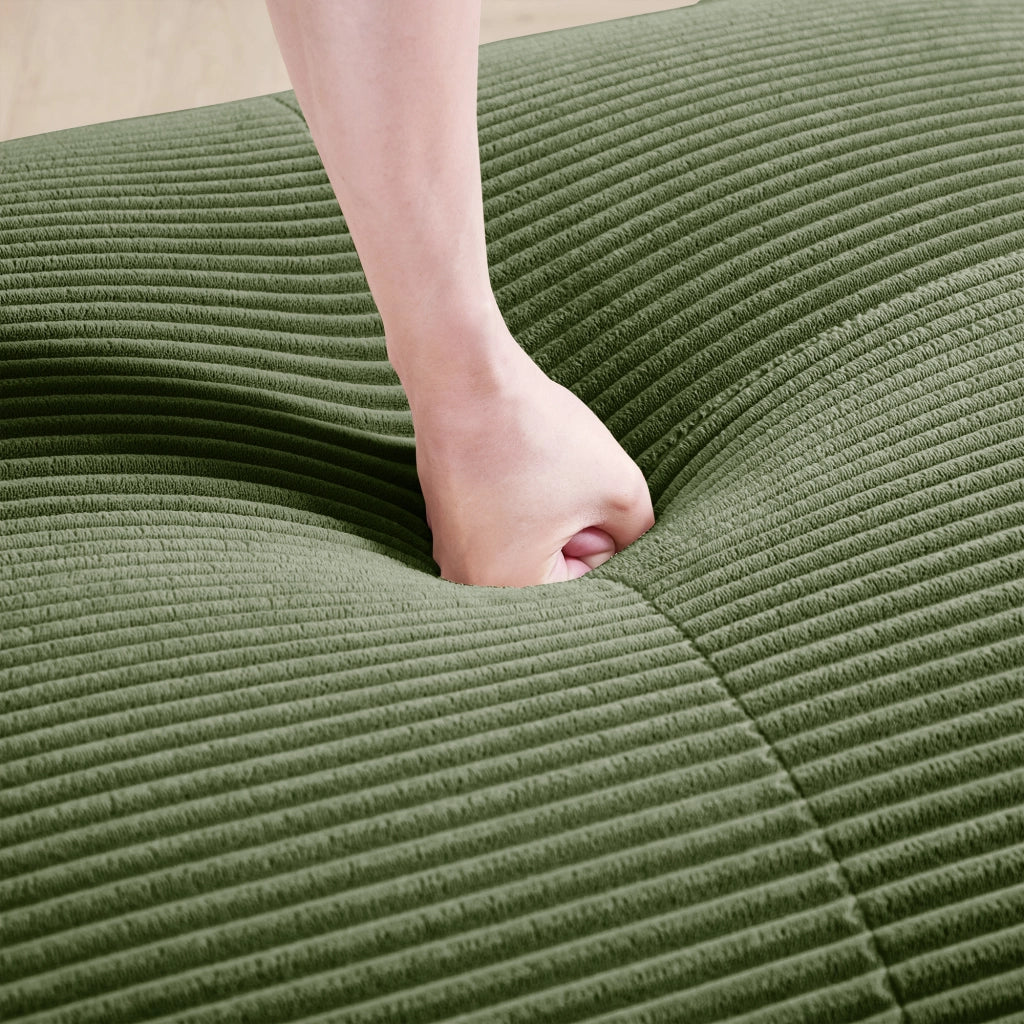 Divano 3 Posti in Velluto a Coste ¨C MINIMAL ¨C Verde, Modulare, Braccioli Ergonomici