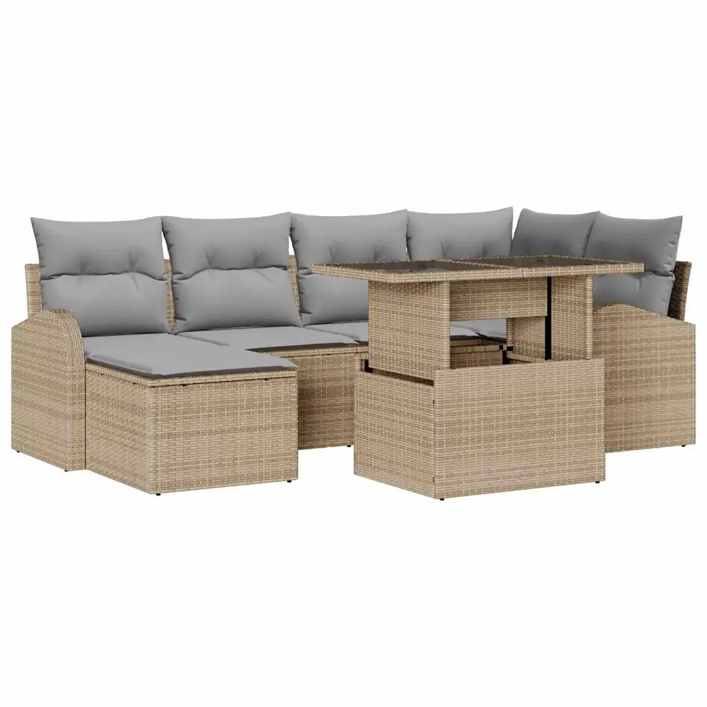 Set Divano da Giardino con cuscino 7 pcs beige e grigio chiaro 3348676