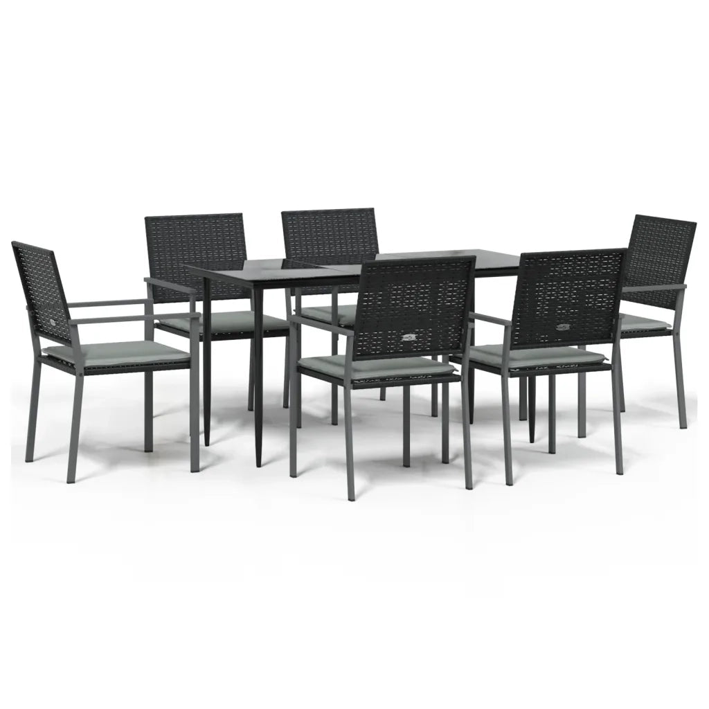 Set Pranzo da Giardino 7 pz con Cuscini in Polyrattan e Acciaio 3187006