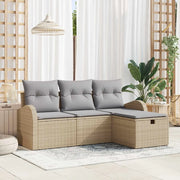 Set Divano da Giardino con cuscino 4 pcs Beige polyrattan