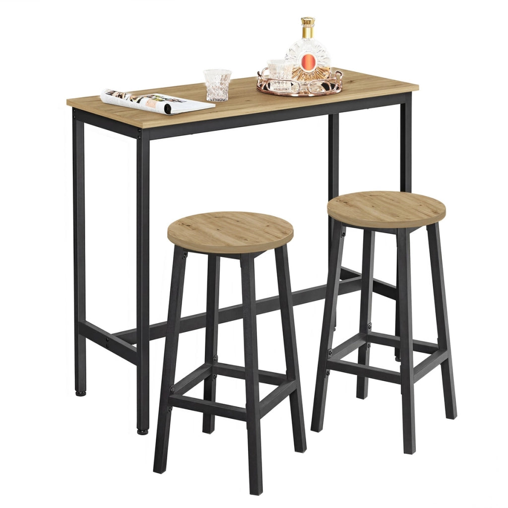 Set Bar Industriale con Tavolo e 2 Sgabelli Rovere Artisan