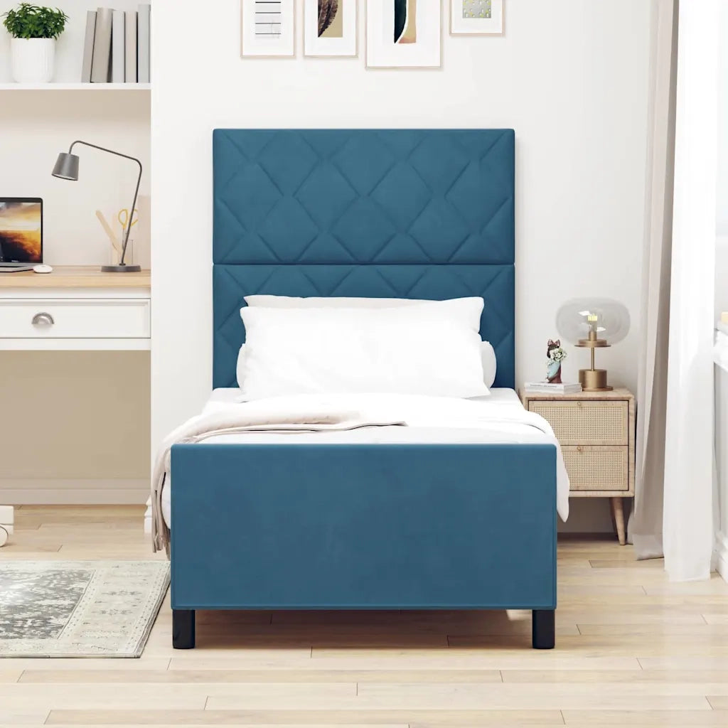 Letto a molle con testiera Blu Scuro 100 x 200 cm Velluto 3344991