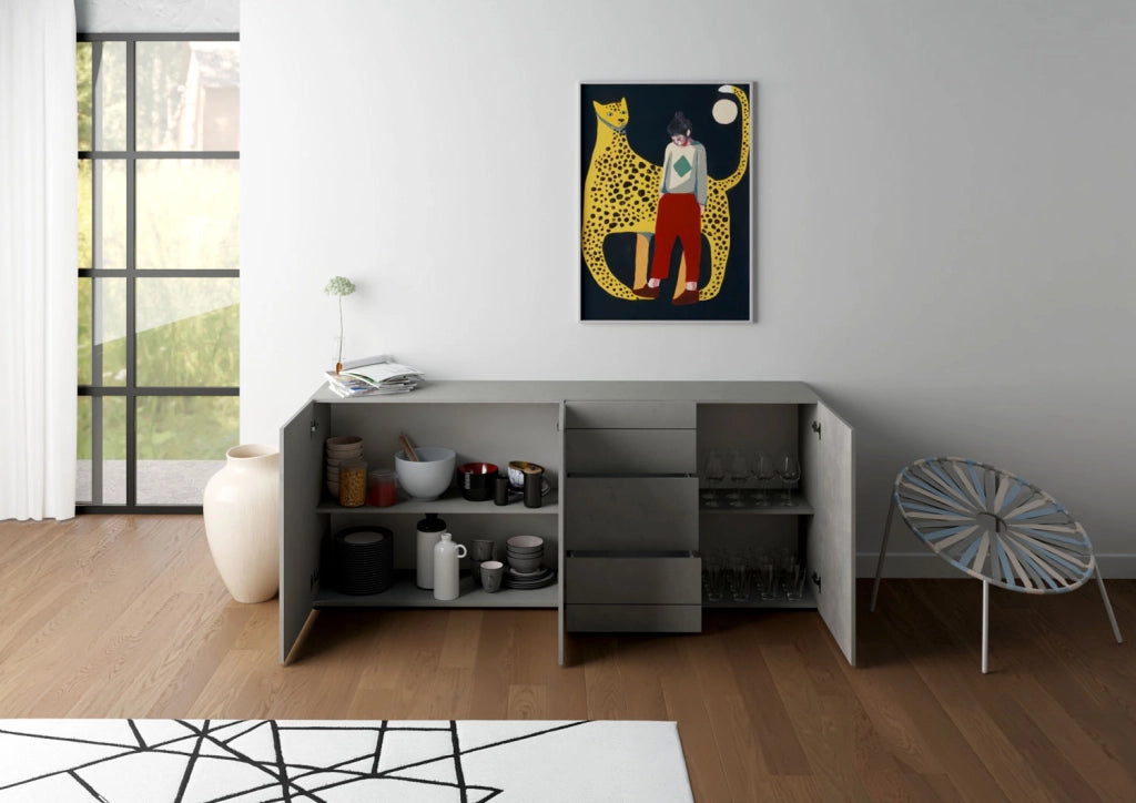 Madia 3 Ante e 3 Cassetti 200x40x83,5 cm Elios Cashmere