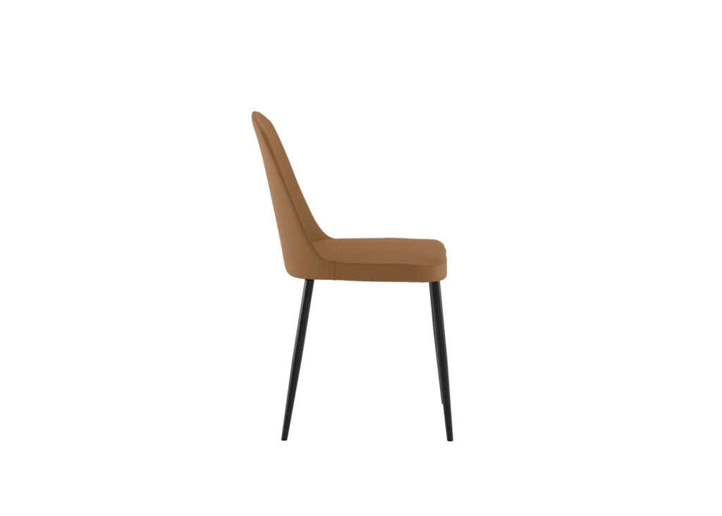 Sedia Tamara da pranzo moderna rivestimento soft-touch caramello gambe in metallo nero, design elegante 45x52x85 cm - Seduta Design