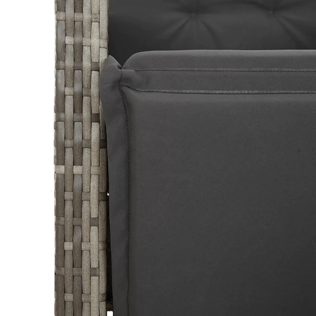 Set Bistrò da Giardino 5 pz con Cuscini in Polyrattan Grigio