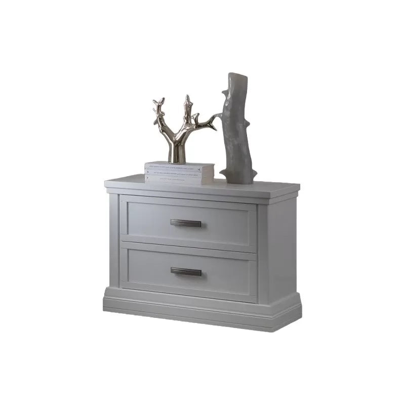 Comodino classico 2 cassetti legno shabby bianco 63x39x54 - Mobili 2G