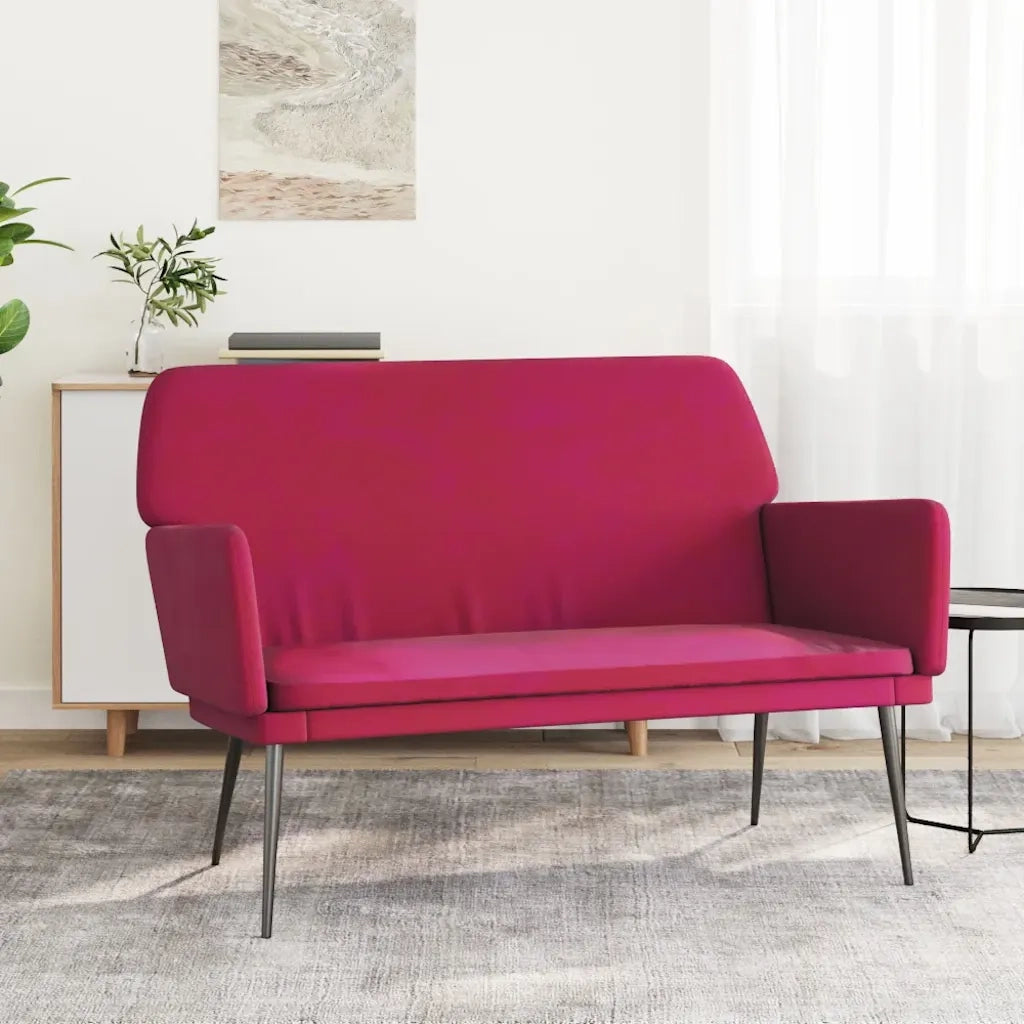 Panca Rosso Vino 108x79x79 cm in Velluto 351386
