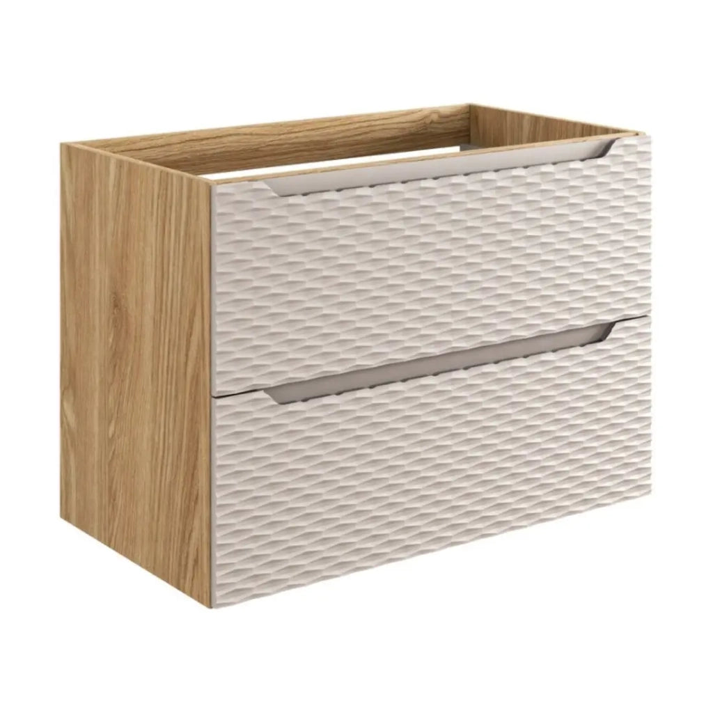 Mobile sottolavabo YOKA - Beige e rovere chiaro 90 cm