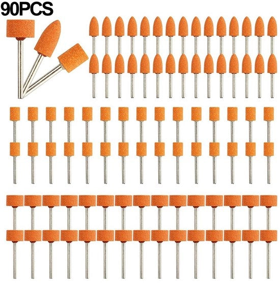 Set di 90 pezzi di utensili per la lavorazione di superfici, diametro di 0,3 cm, adatto per rimuovere la ruggine, lucidare il metallo e smerigliare, diverse forme per diverse applicazioni.