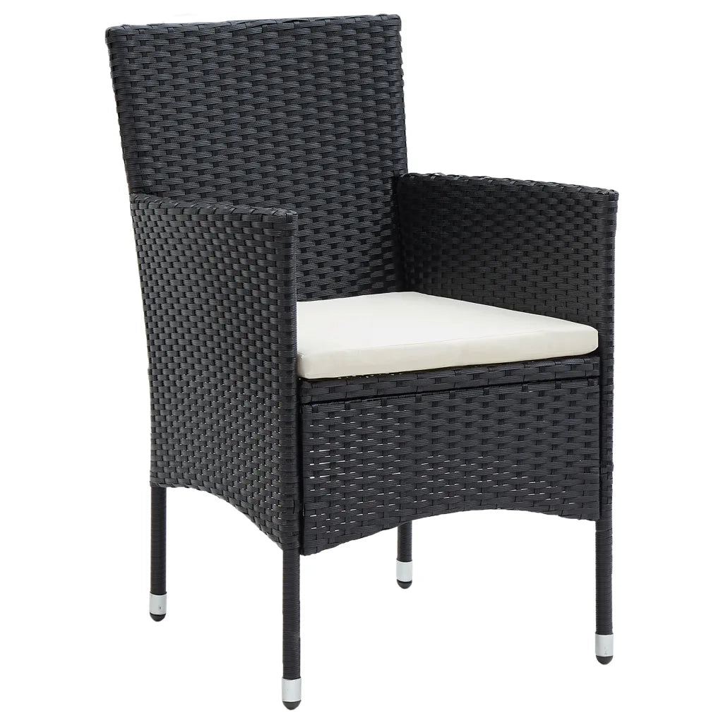 Set da Pranzo da Giardino 7 pz con Cuscini Nero 3156601