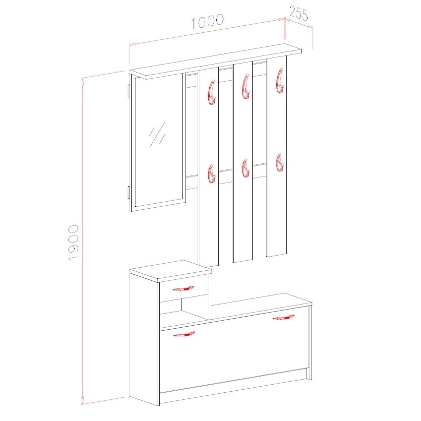 INGRESSO KEN VERA 100X26XH190CM CEMENTO / BIANCO