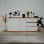 Credenza Phoenix 51A con 3 ante e 3 cassetti rovere e bianco 178x40x88H