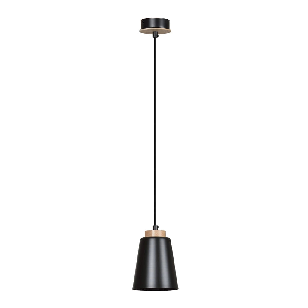 Lampada a sospensione Emibig Bolero nera legno E27 Ø14