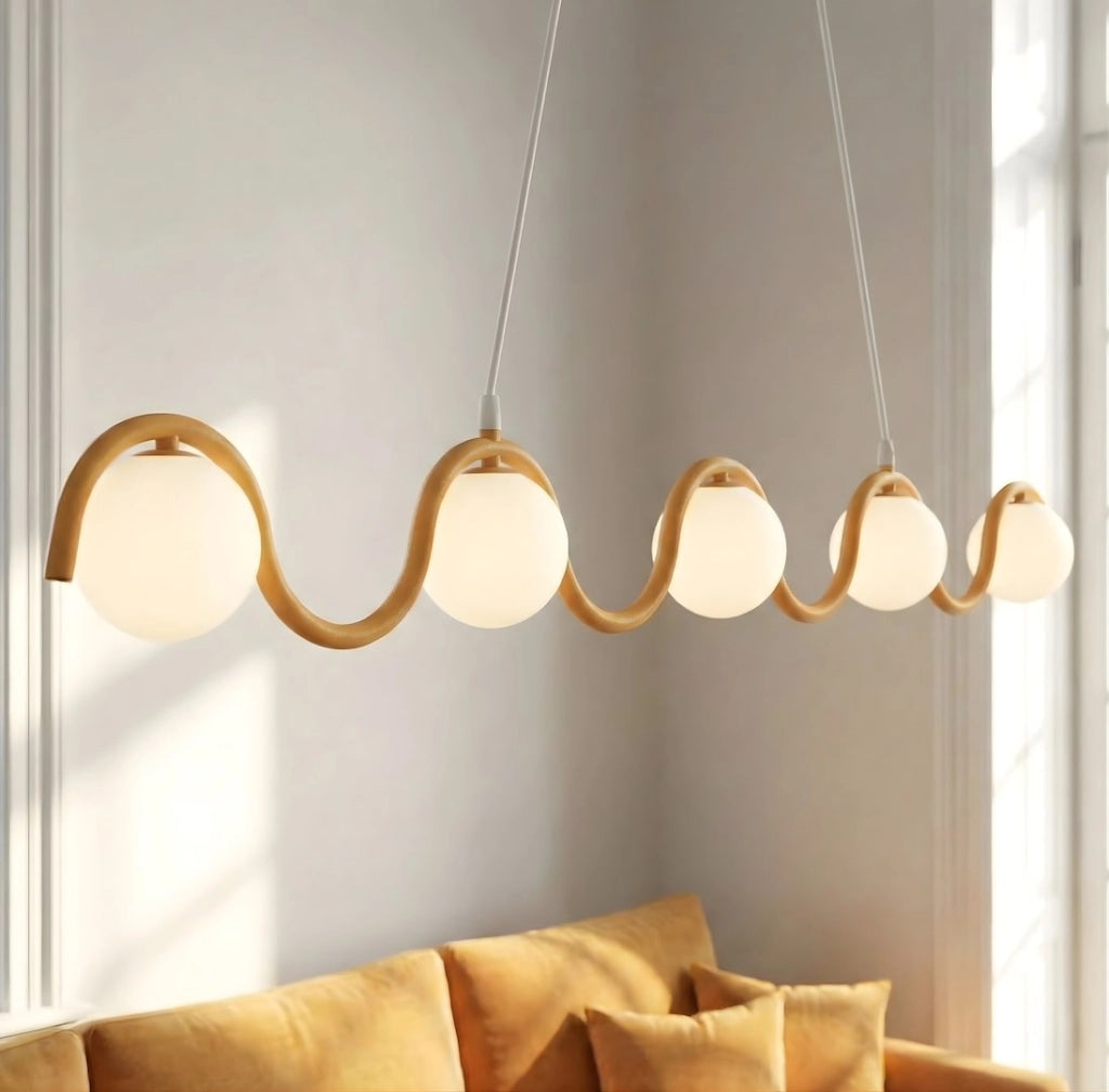 Lampada sospesa SINUS ondulata 5xG9 arancio-bianca