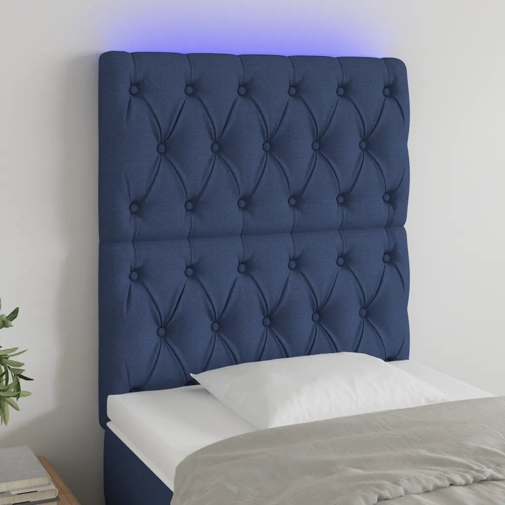 Testiera a LED-Testata con LED Blu 80x7x118/128 cm in Tessuto