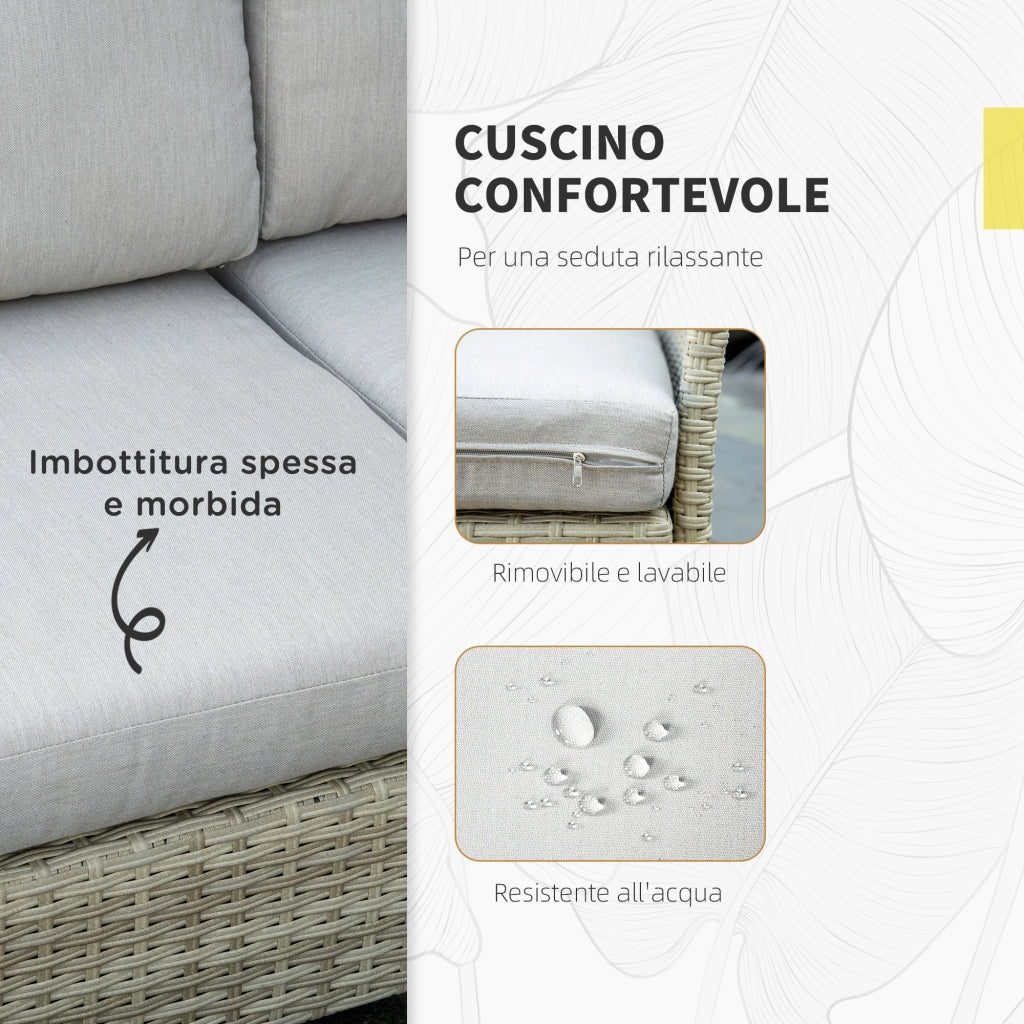 Set Salotto Giardino 7 Pezzi Modulabile ¨C Xylo ¨C Polyrattan Beige con Cuscini