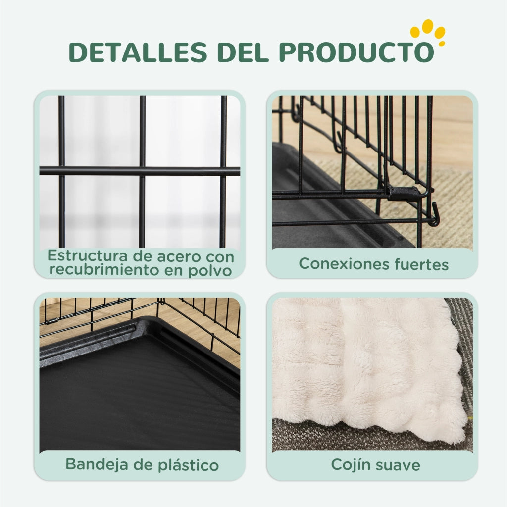 Cuccia per Cani Pieghevole con Cuscino ¨C Minimal ¨C 75x48,5x53 cm Nero e Beige