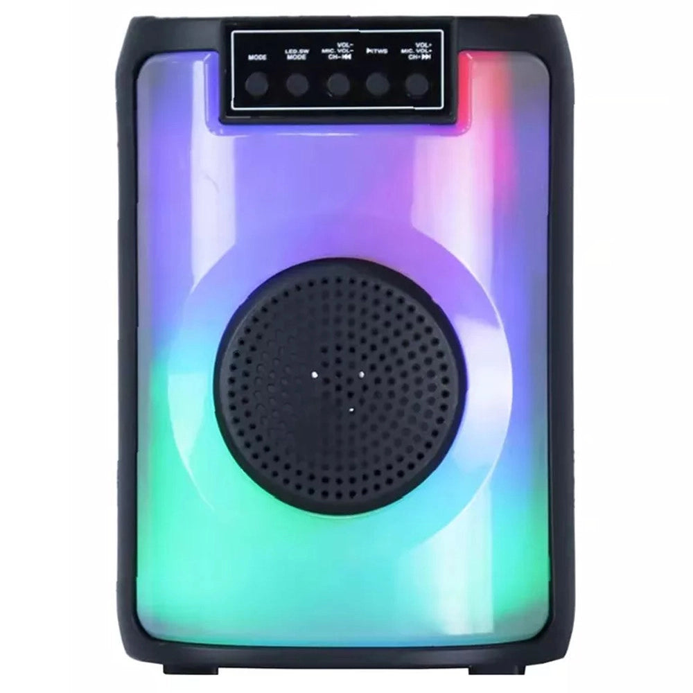 Trade Shop - Cassa Altoparlante Speaker Con Microfono Per Karaoke Giochi Luce Led Usb Aux 4.0 -
