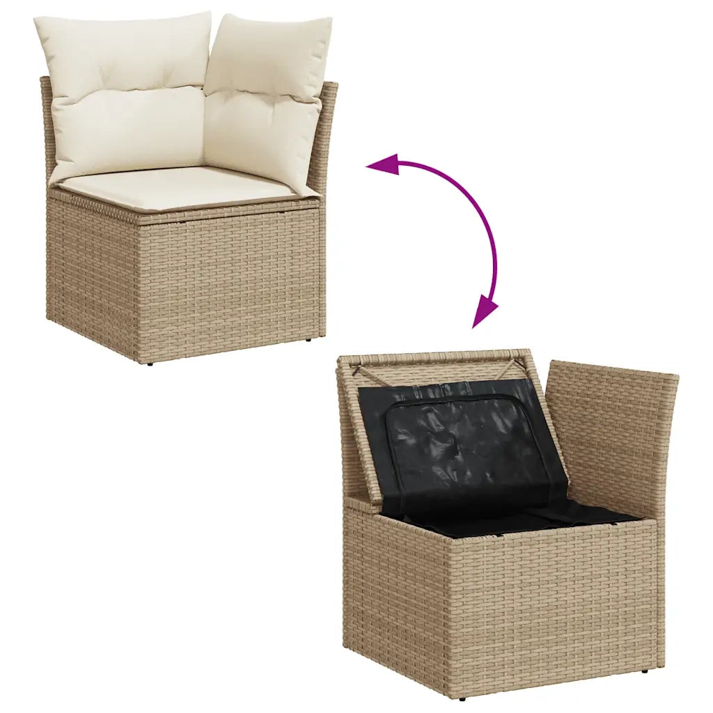 Set Divano da Giardino 5 pz con Cuscini Beige Polyrattan Acacia 3327593